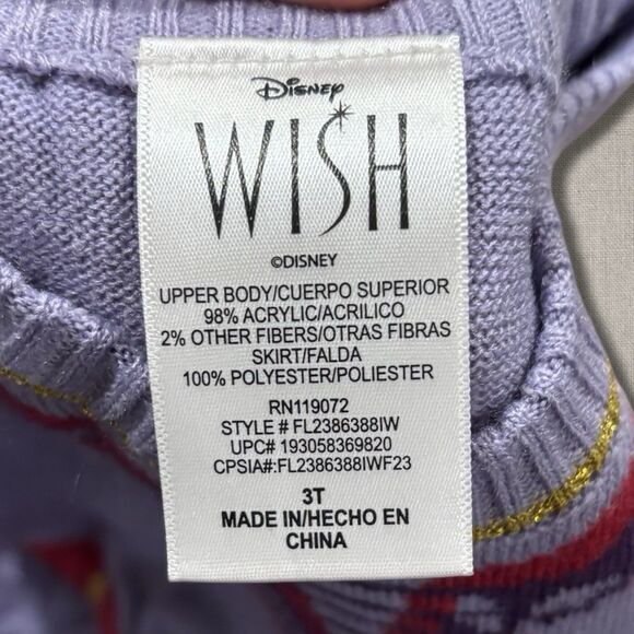 Disney Wish Dress 3T Purple Tulle Skirt Knit Top Princess Asha Costume - Picture 2 of 4